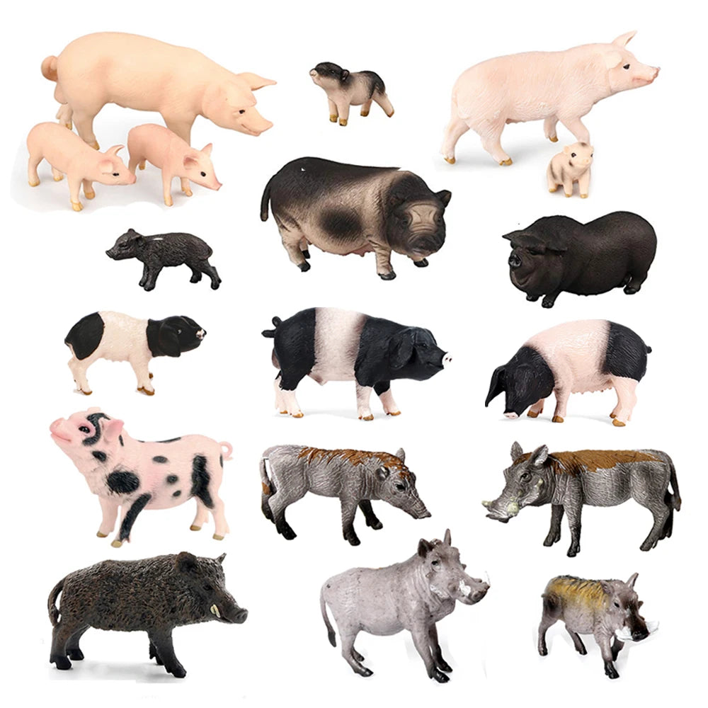 Toy Animals Figures Pig Sows Piglets Wild Boar Warthog Models Farm Animal figurines Action Figure Kids Gifts Children Toys Games