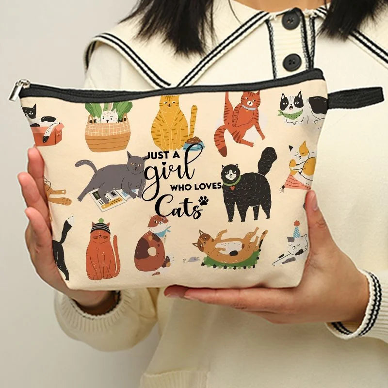 Travel Cosmetic Bag Portable Clutch with Cat Dog Animal Pattern
