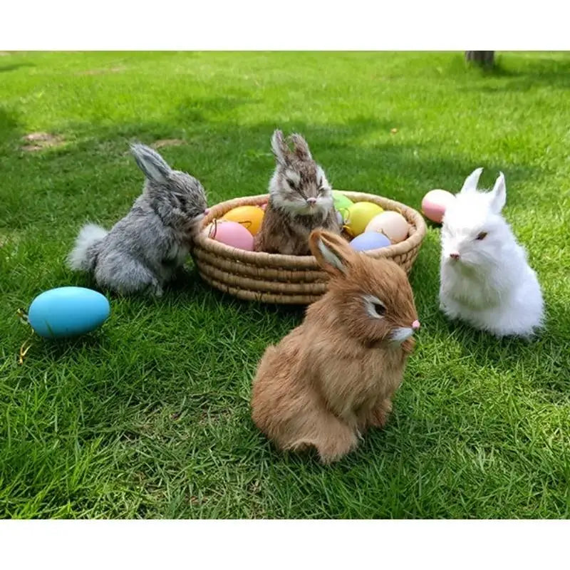 14CM Simulated Rabbit Animal Model Rabbit Home Decoration Crafts Animal Fake Rabbit Fur Handicrafts Gifts Figurines Miniatures