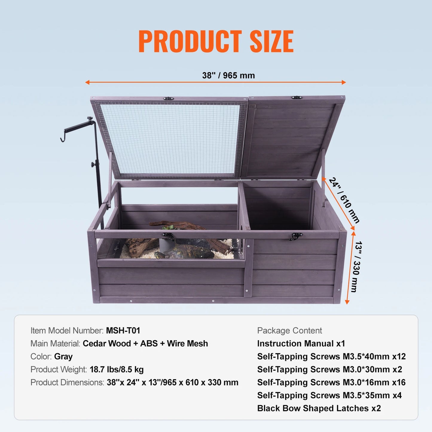 Wooden, Adjustable Lamp Holder,Small Tortoise or Gecko Lizard