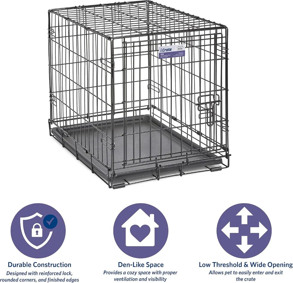 Crate with Divider Panel, Leak-Proof – Metal Wire , Small Breeds