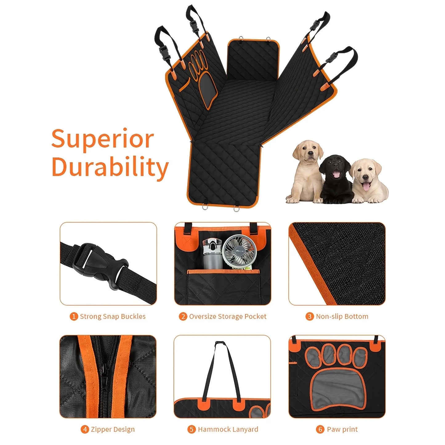 Seat Hammock, Heavy Duty, Scratch Resistant, Anti Slip, Durable for Cars,