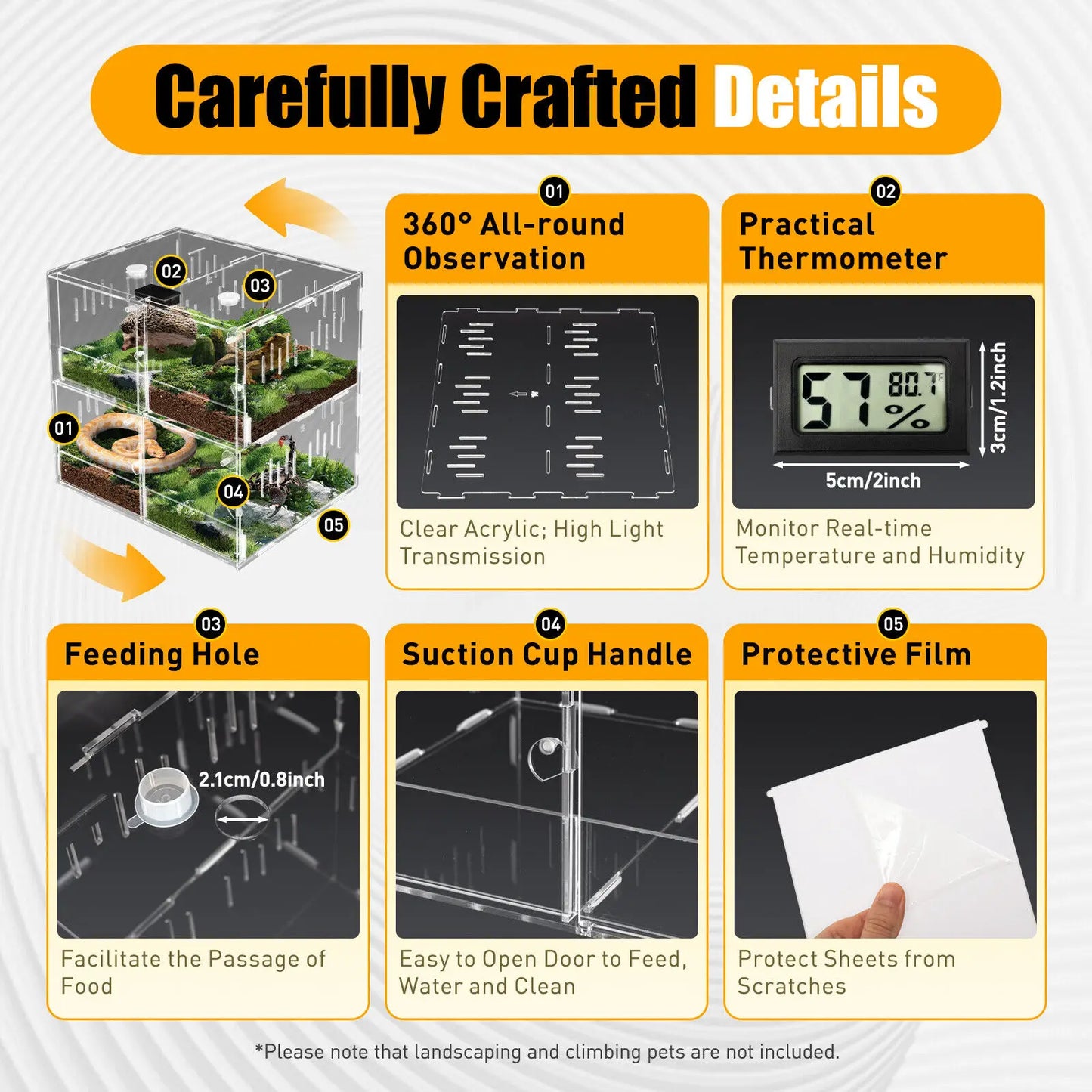 Clear 4 Grids Breeding Box Lizard Insect Climbing Spider Snake