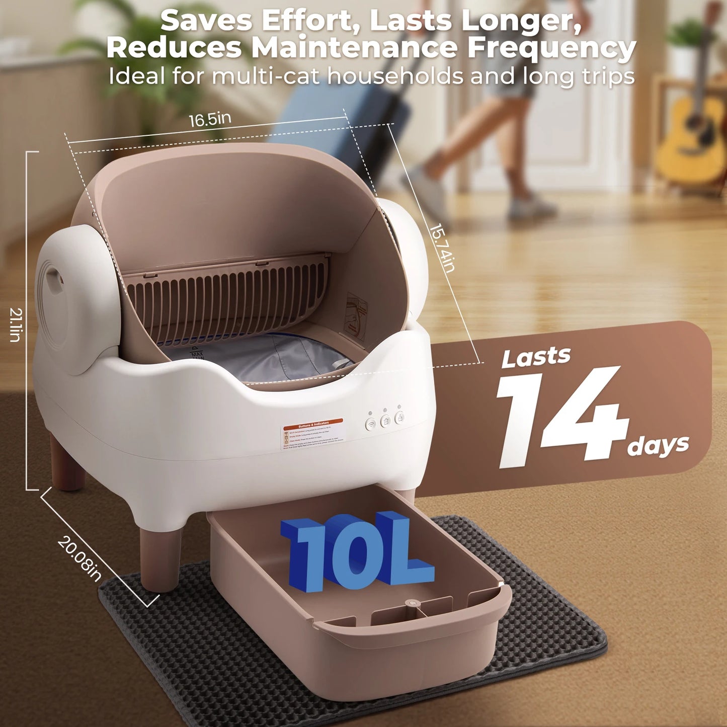 Self Cleaning Litter Box, with APP Control, Odor-Free