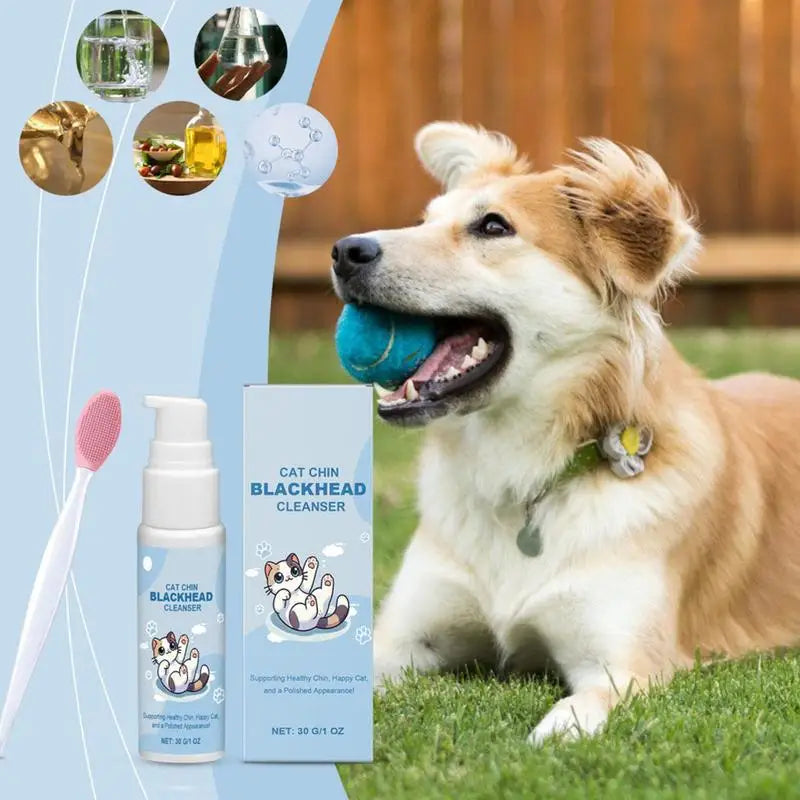 Chin 30g Blackhead Cleaning Lotion, Acne Care Brush for Cats, Dogs, Tooth Stain Remover
