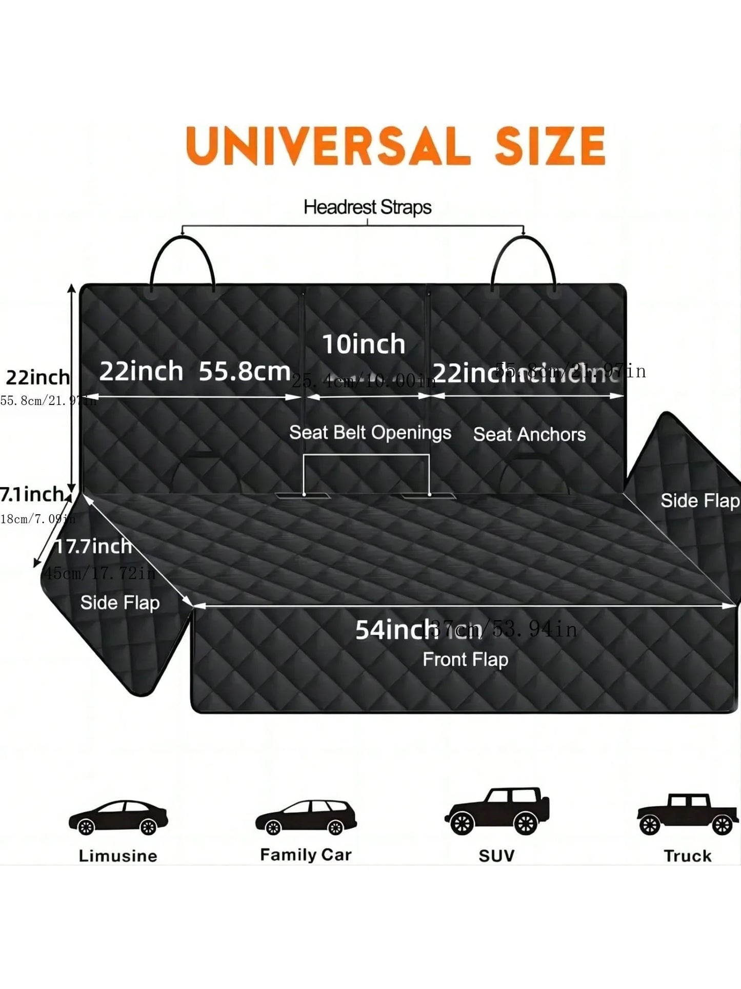 Waterproof Car Seat Protector With Middle Seat Armrest