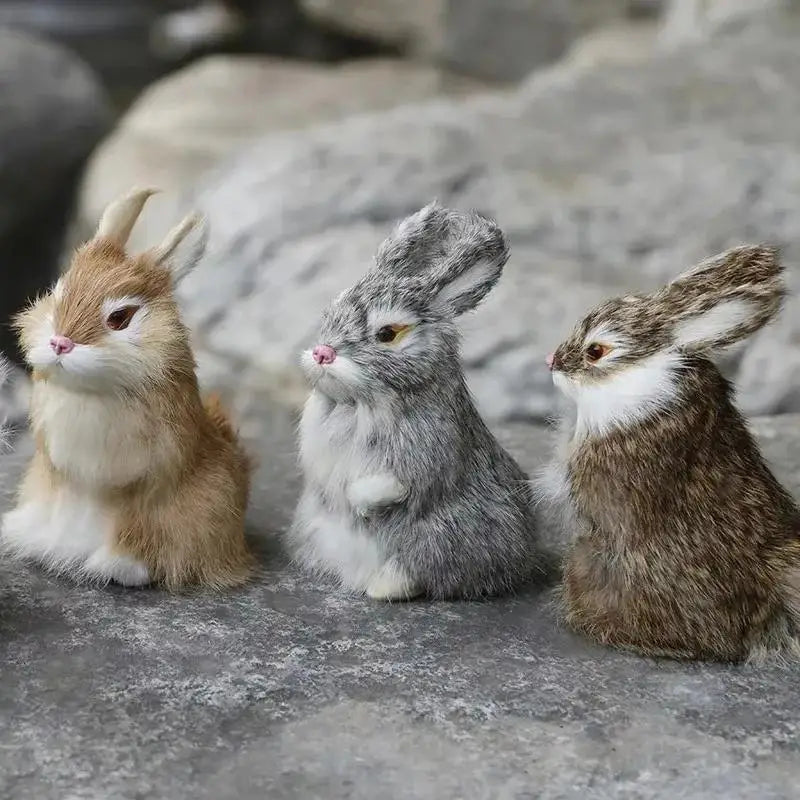 14CM Simulated Rabbit Animal Model Rabbit Home Decoration Crafts Animal Fake Rabbit Fur Handicrafts Gifts Figurines Miniatures