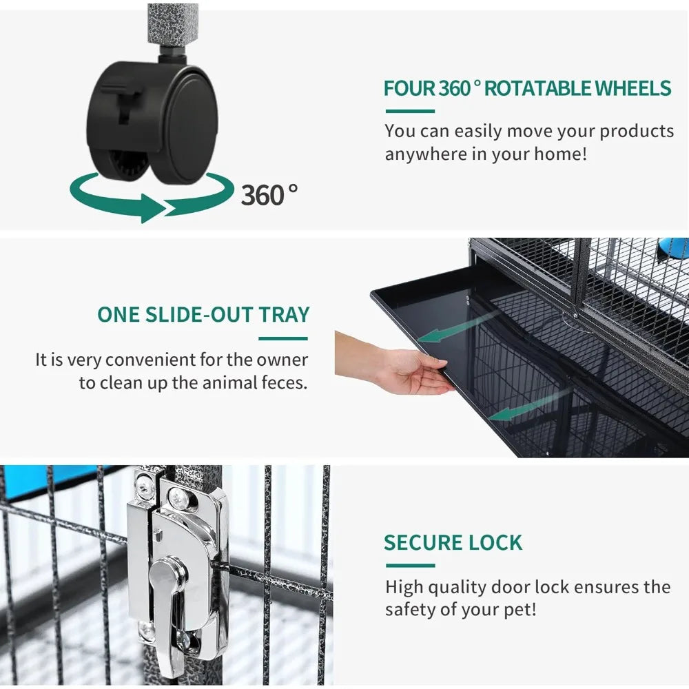 Metal 2-Tiers Small Animal Cages for Adult Rats Ferret Chinchilla Guinea Pig Large Hamster Indoor Critter Nation