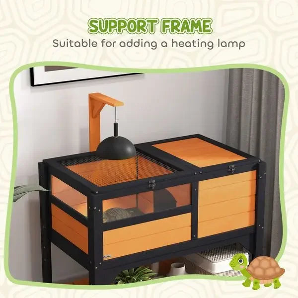 Tortoise Habitat with Shelf, Weather Protection, two rooms