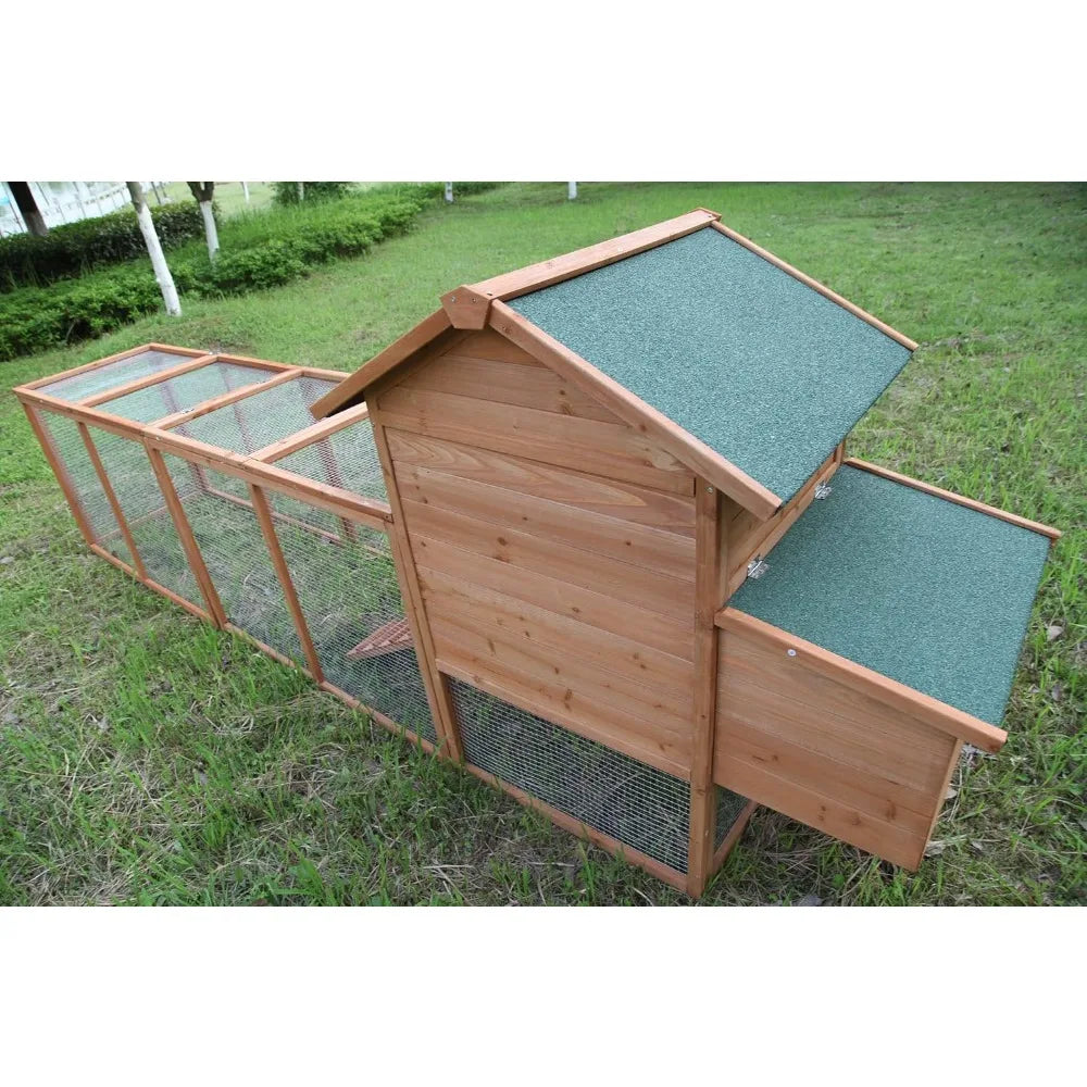 Large Wooden Chicken Coop with Nesting Box and Run, Suitable for 2-6 Chickens, Rabbit Hutch