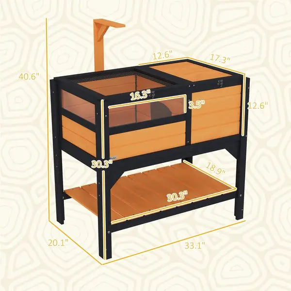 Tortoise Habitat with Shelf, Weather Protection, two rooms