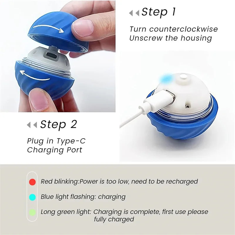 Smart Toy Electronic Interactive Moving USB Automatic Bouncing ball for Puppy, Cat