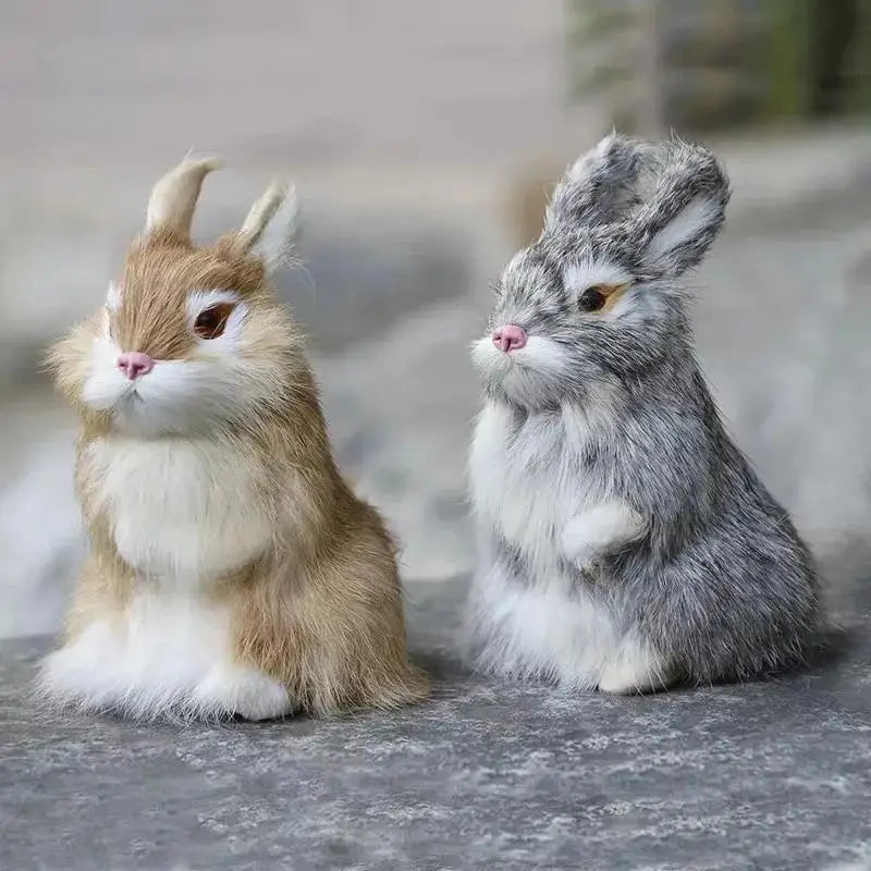 14CM Simulated Rabbit Animal Model Rabbit Home Decoration Crafts Animal Fake Rabbit Fur Handicrafts Gifts Figurines Miniatures