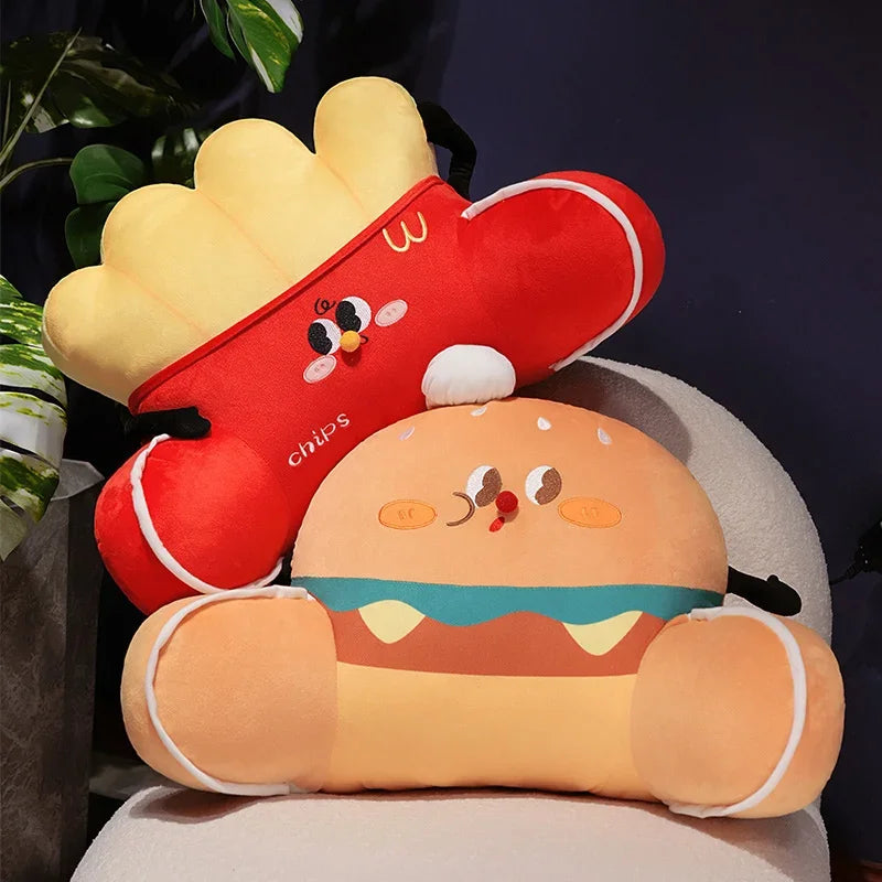 Cartoon Hamburger Chicken Leg French Fries Plush Cushion