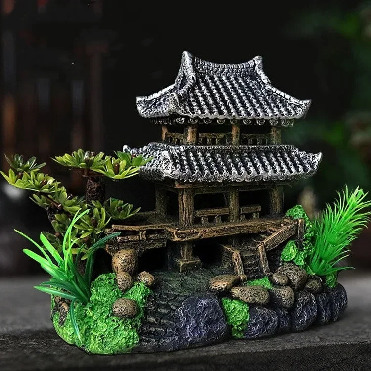 Aquarium Ornament Fish Tank Landscape House Model