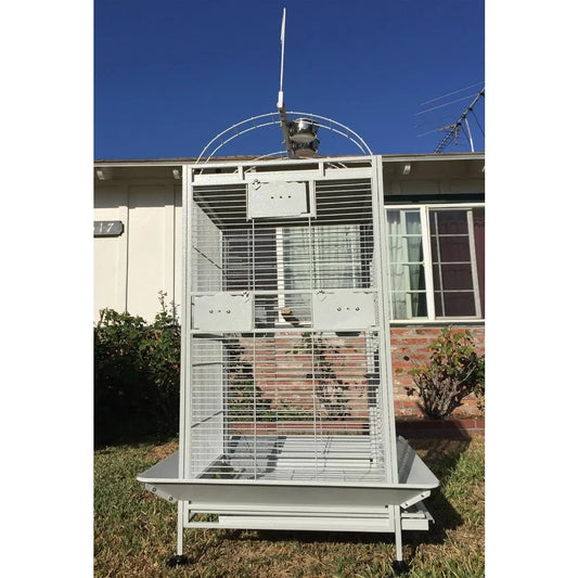 White Extra Large 28"x22"x65"H Double Ladders Open Play Top Wrought Iron