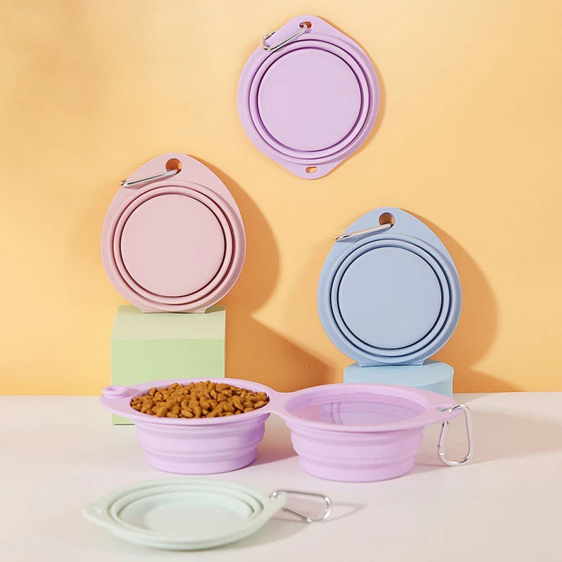 Pet Travel Drinking Bowl Feeder Dish Foldable Food Container Healthy Safety