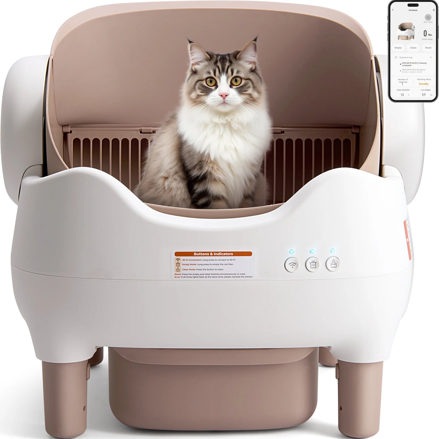 Self Cleaning Litter Box, with APP Control, Odor-Free